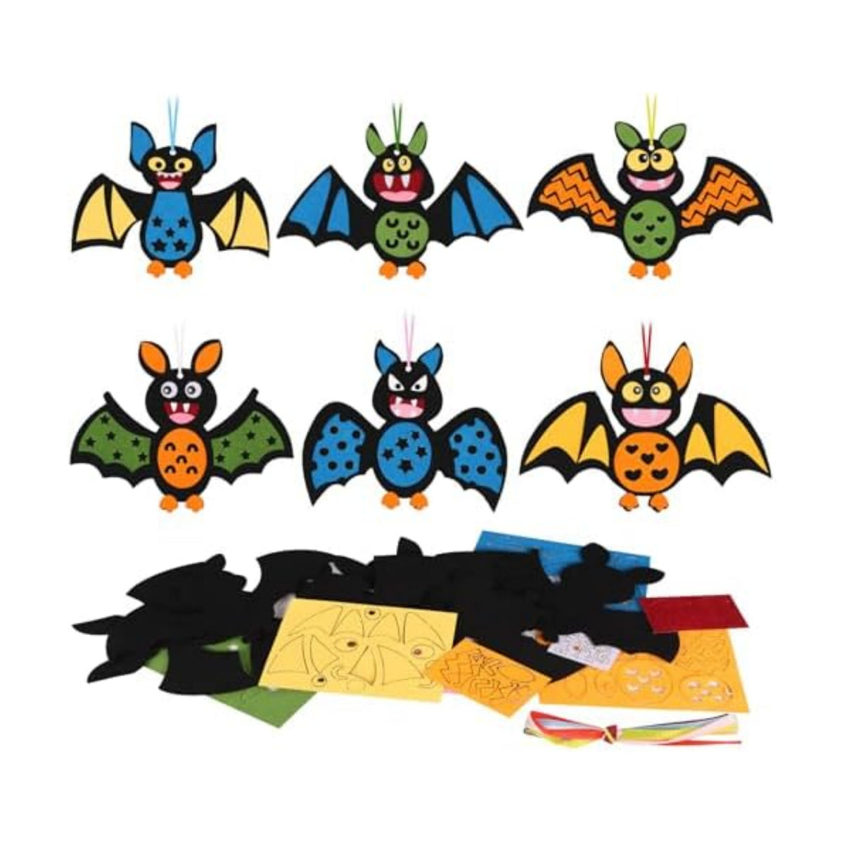 DIYASY 12 Pcs Bats Craft for Kids, Make Your Own Bat Foam Stickers Bats Craft Kits Arts and Crafts DIY Kid Friendly Halloween Decorations Games Party Activities Supplies Age 4-8 8-12