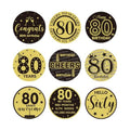 Tenare 504 Pcs 80th Birthday Stickers Black and Gold Party Favor Label Stickers Mini Chocolate Candy Wrappers for Anniversary Birthday Party Decoration