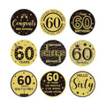 Tenare 504 Pcs 60th Birthday Stickers Black and Gold Party Favor Label Stickers Mini Chocolate Candy Wrappers for Anniversary Birthday Party Decoration