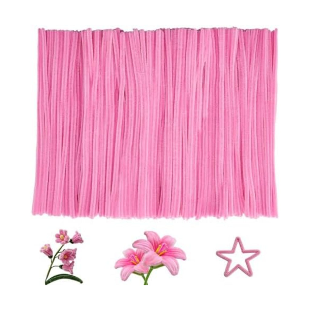 VZF Pink Pipe Cleaners Craft Supplies,Chenille Stems for Art and Craft Projects Creative DIY Decorations,Room Decor,Christmas Ornaments,The Pink Stuff Wrapping Pape,Lovely Girl Toys,Halloween Decor