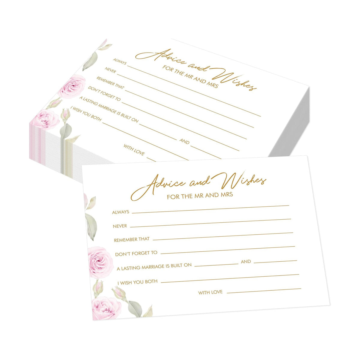 55PCS Advice and Wishes for the Mr and Mrs Cards, Double-Sided Wedding Advice Cards for New Couples Wedding Reception Decorations/Bridal Shower Party for Bride and Groom, Newlyweds
