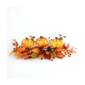 LED Lighted Pumpkin Fall Centerpiece with Maple Leaves, Berries & Pinecones - Battery Operated Thanksgiving Table Decor for Home, Mantel, or Dining