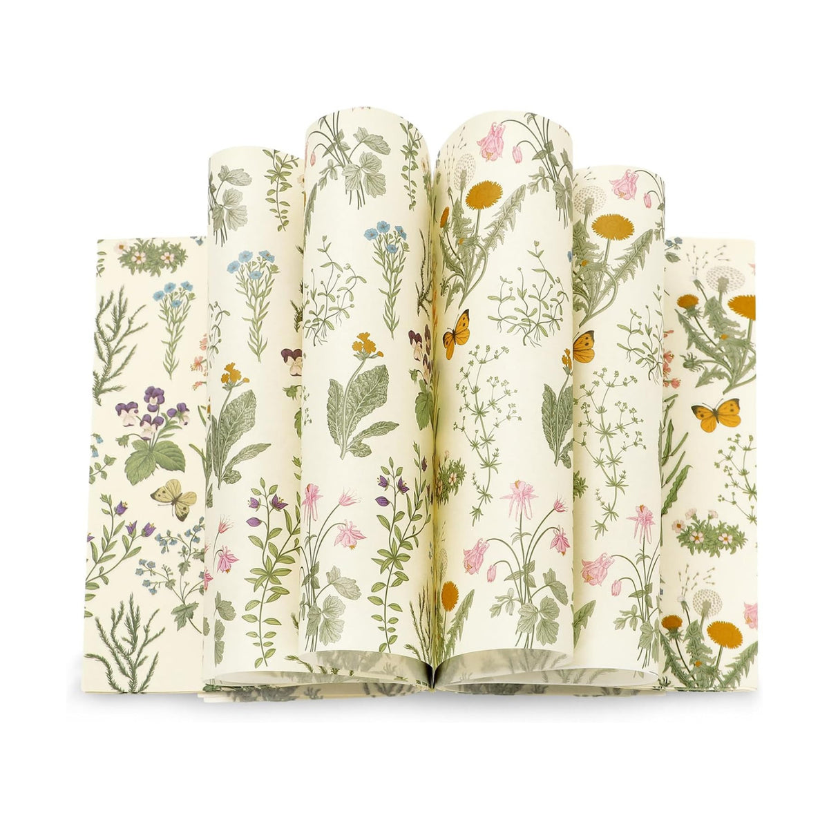 JarThenaAMCS 150Pcs Wildflower Wax Paper Floral Butterfly Deli Paper Sandwich Wrap Tissue Waterproof Oil-Proof Picnic Liner for Party Kitchen Supplies, 9.8 x 8.3 Inch