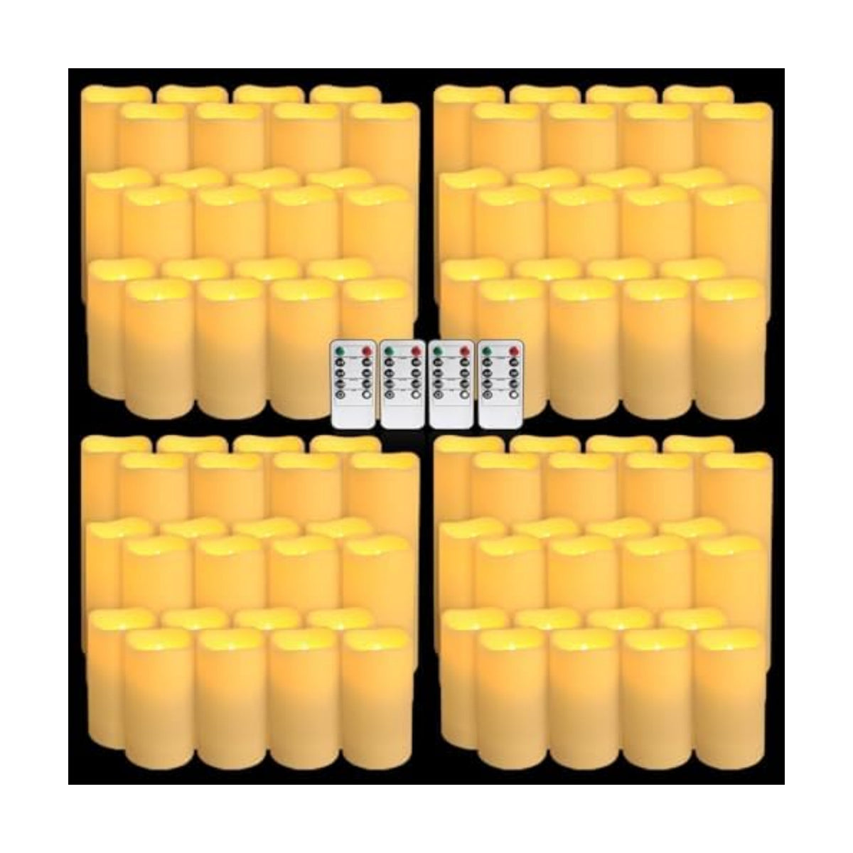 YOROXRG Set of 96 Waterproof Outdoor Flameless Candles, LED Candles with 4 Remote and Timer,(H 4" 5" 6" x D 2.2"),for Halloween Wedding Festival