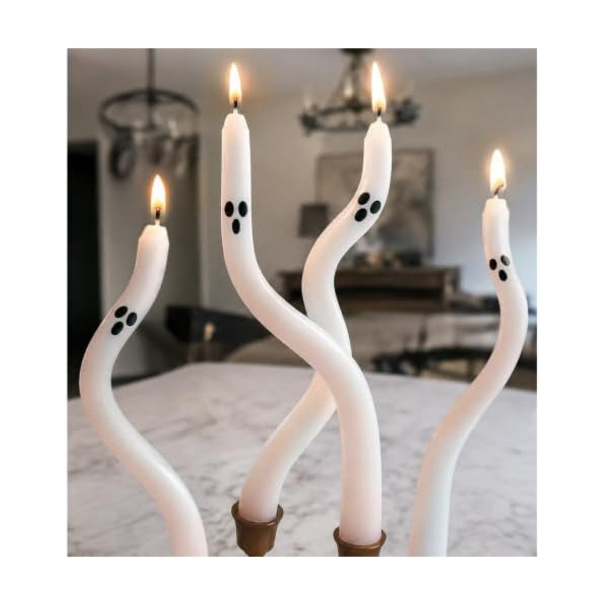 Halloween Decorations Indoor - 4 Pack Cute Ghost Taper Candles