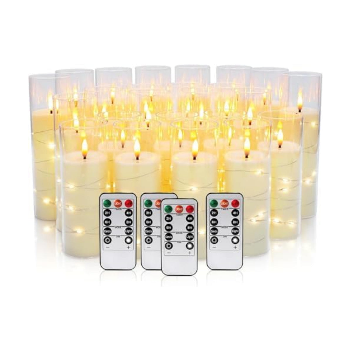 YOROXRG 24 Pack Christmas Decoration Flickering Flameless Candles,Battery Operated Candles,LED String Lights LED Candles for New Year, Home Decor, Parties,Wedding(D2.2 xH 5" 6" 7") (Ivory)