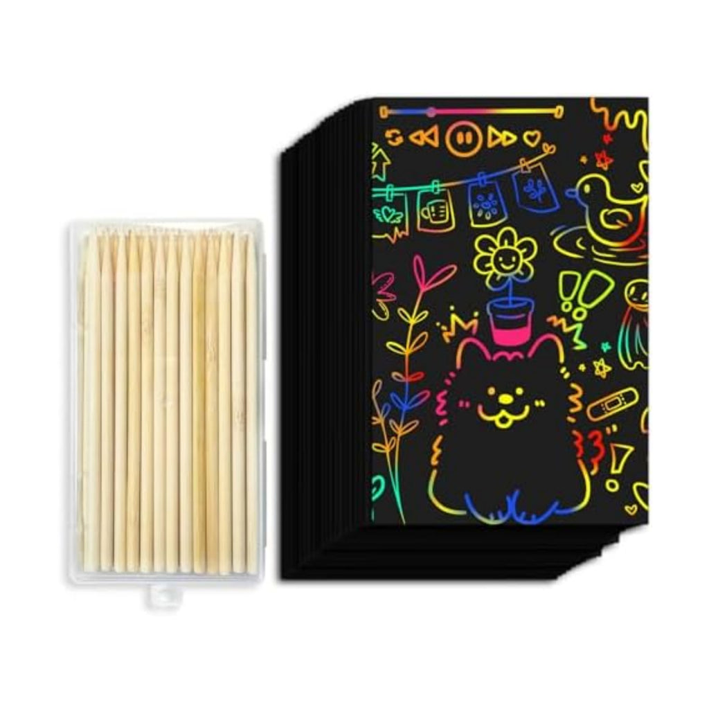 Cityrosy Rainbow Scratch Art Paper Sets Arts Crafts Supplies for Kid160 Pcs