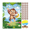 Hooqict Safari Animal Party Games for Kids Birthday Pin The Tail on The Monkey for Jungle Birthday Decorations Wild Zoo Party Supplies, Large Safari Pin The Games Poster with 36 Tail Stickers