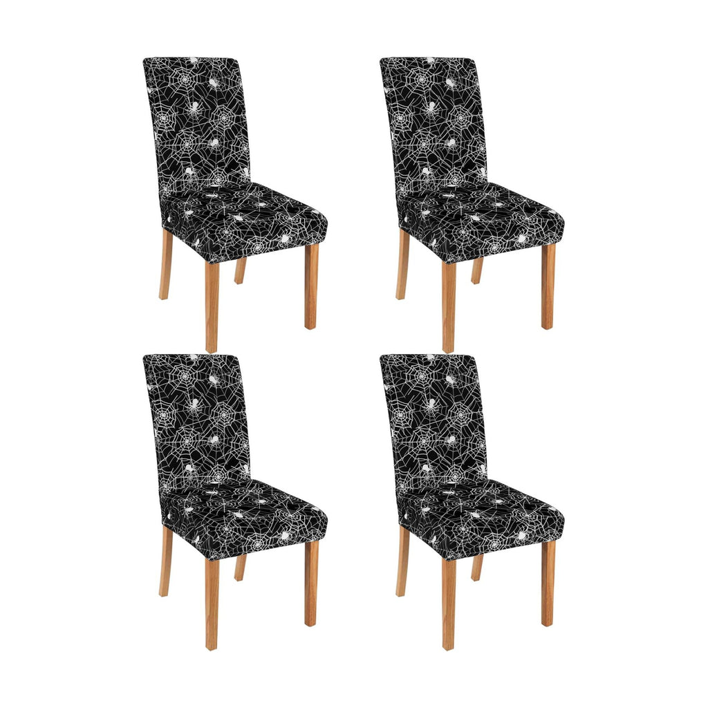 Halloween Chair Covers for Dining Room Set of 4 Halloween Dining Chair Protectors 4 Pcs Stretch Removable Washable Chair Slipcovers 4 Pack for Scary Home and Party Decor