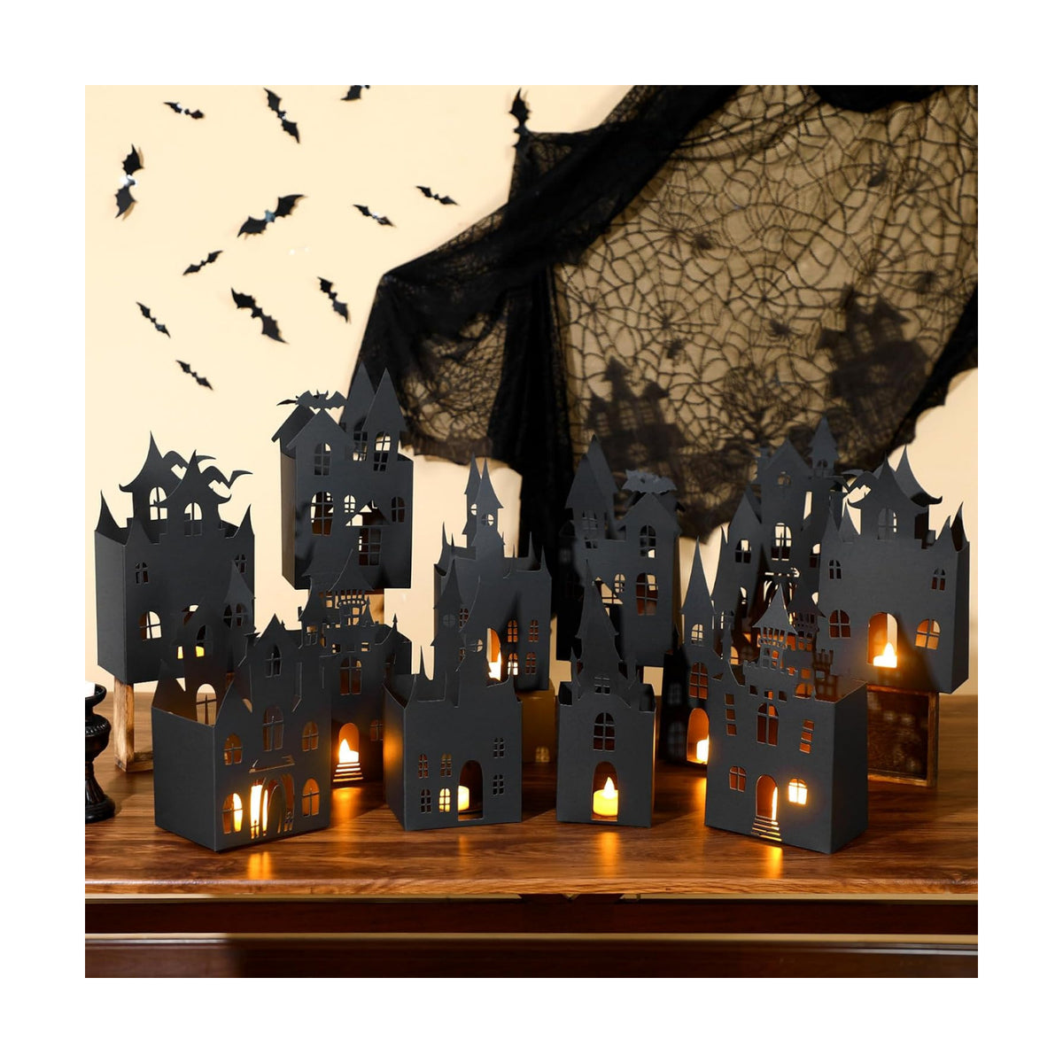 12 Pcs 11.8 Inch Halloween Haunted House Lantern Sets