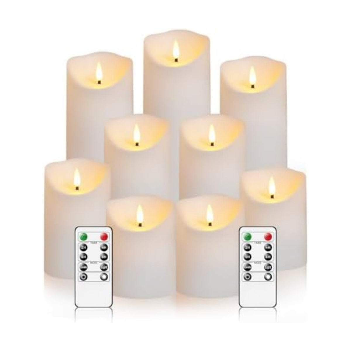 Nimiko Flameless Candles with Remote, Battery Operated Flickering Flameless Candles, LED Candles with Timer 2/4/6/8H, with Realistic LED Candles Set of 9 (D3 x H 3" 4" 5" 6" 7") (White)