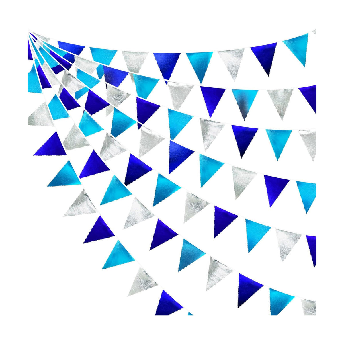 Navy Blue Silver Party Decorations Metallic Fabric Triangle Pennant Banner Flag Bunting Garland for Graduation Birthday Retirement Wedding Bachelorette Nautical Ahoy Achor Outdoor Party Supplies