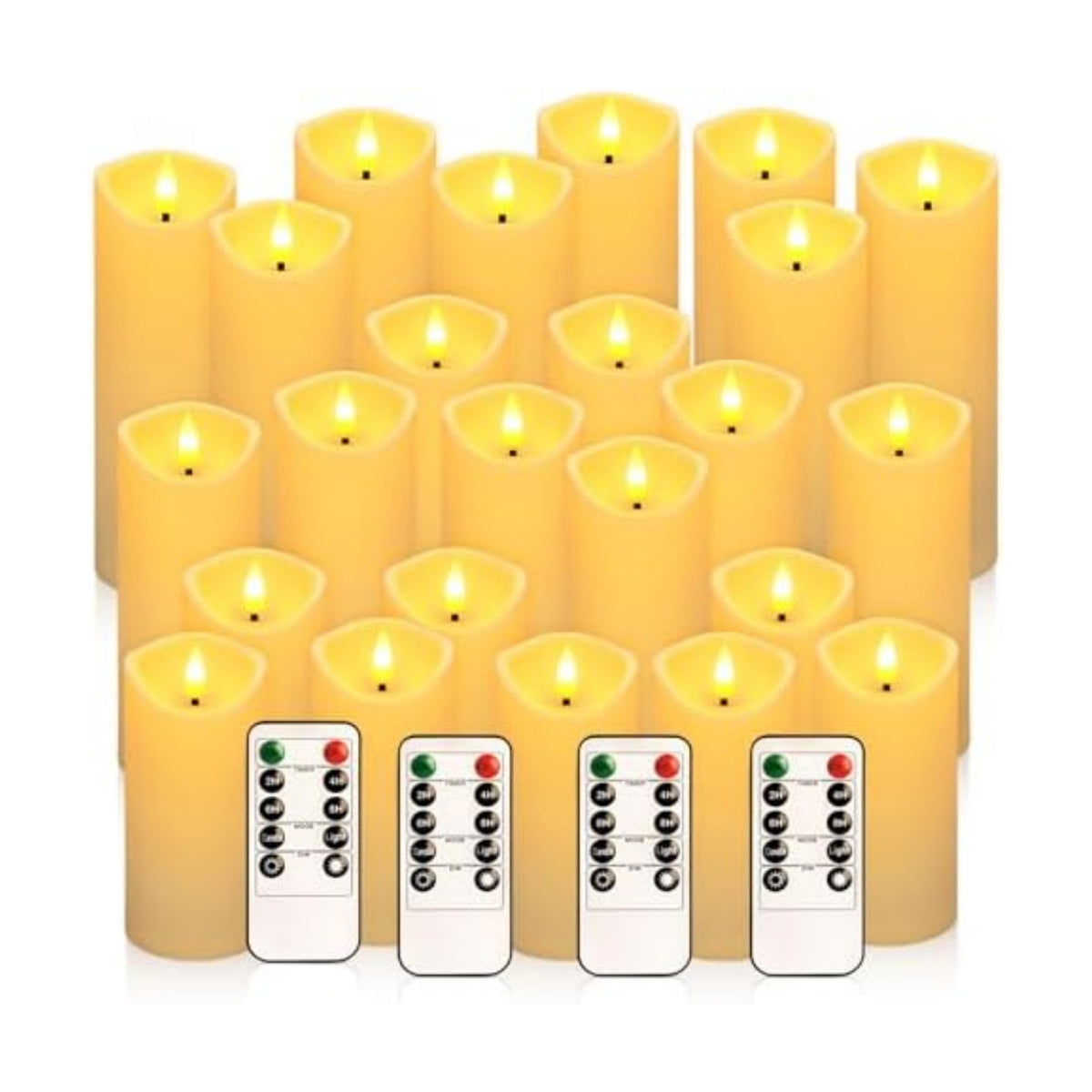 YOROXRG 24 Pack Christmas Decoration Flickering Flameless Candles, Battery Operated Candles,LED Candles for Home Decor,Wedding,Halloween,Birthday,Valentine'sDay (D2.2 xH 5" 6" 7" Ivory)
