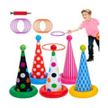 Inflatable Ring Toss Game, Birthday Party Games Ring Toss Game for Kids Adults Birthday Party Decorations Lawn & Yard Games Toys for Family 5-Pack with 10 Plastic Rings
