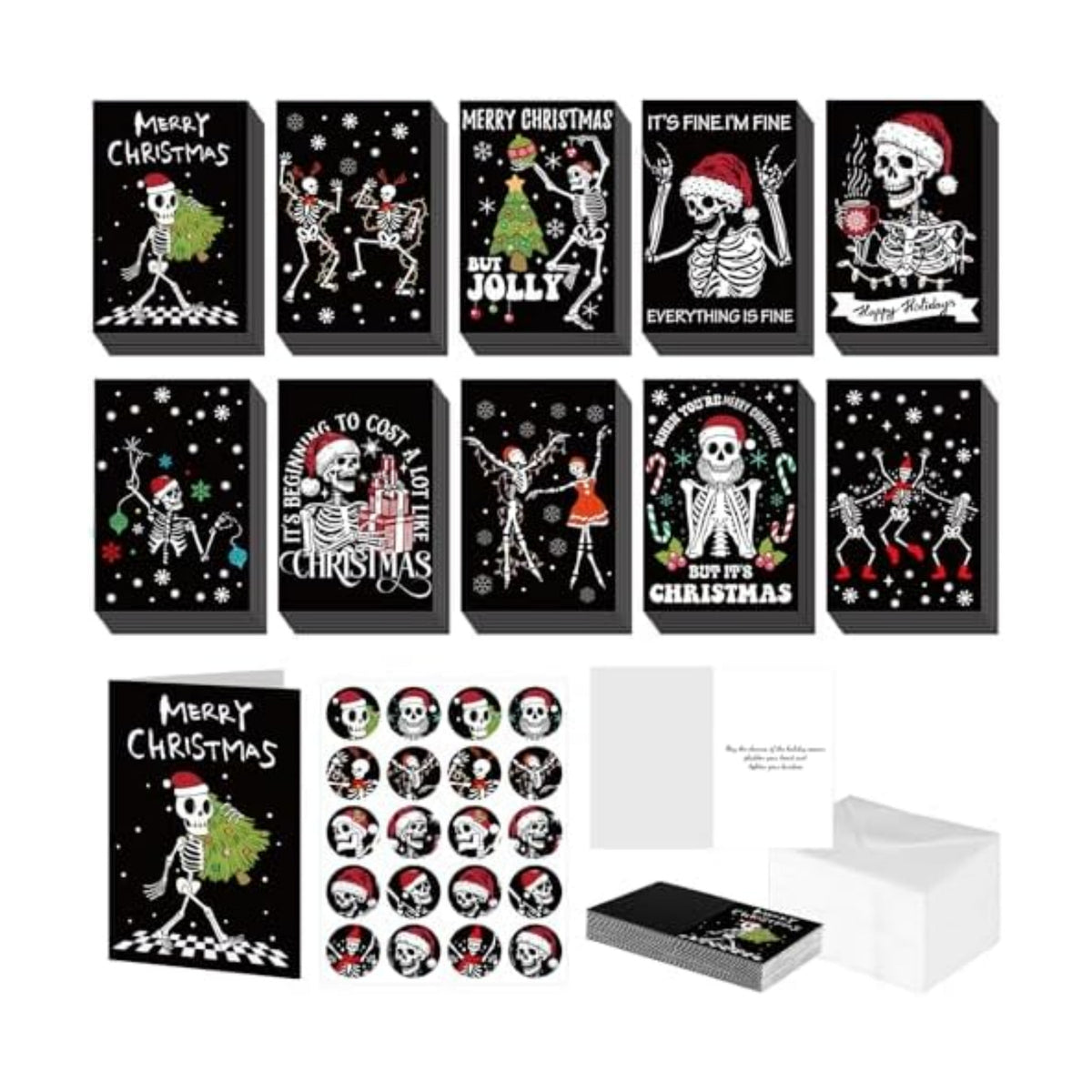 Motiskyy 100 Sets Christmas Cards with Envelopes Sticker, Gothic