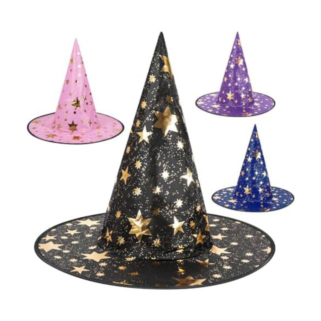 4pcs Witch Hat, Wizard Hat for Women Men, Witches Hat Halloween Decor