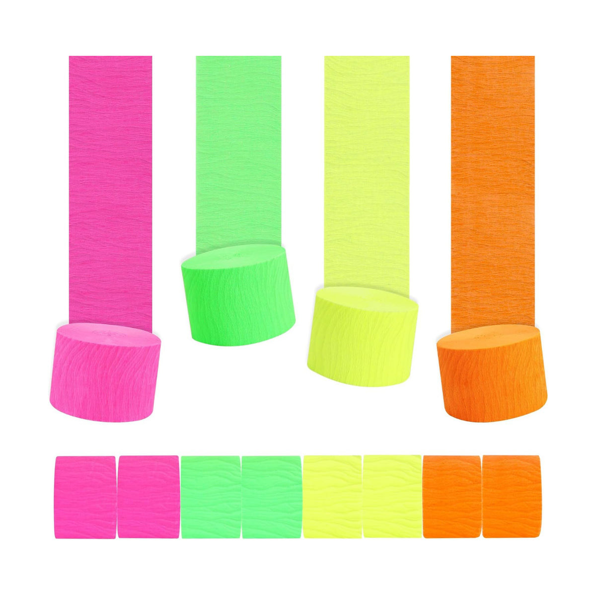 BEISHIDA Glow in The Dark Party Supplies，8 Rolls Neon Crepe Paper Streamers for Neon Summer Party Birthday DIY Craft Paper(1.8 Inch x 82 Ft/Roll)
