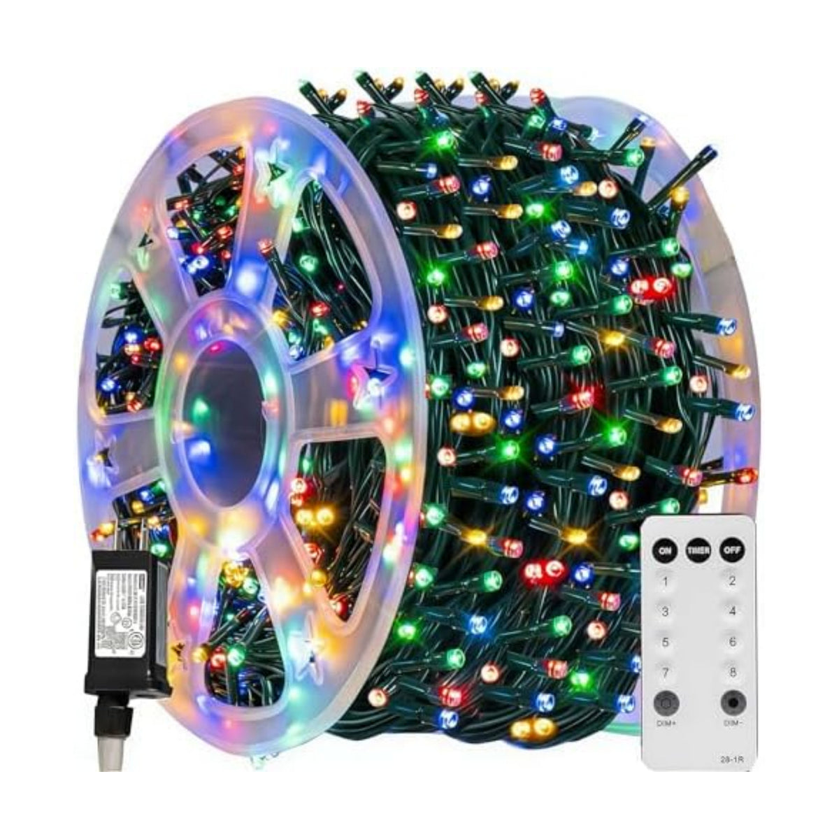 TW SHINE Christmas Lights, 600 LED 196FT Christmas String Lights Plug-in with 8 Modes Timer and Remote, Waterproof Outdoor Decorations for Bedroom Wedding Party Yard Tree Decor, Multi-Colored