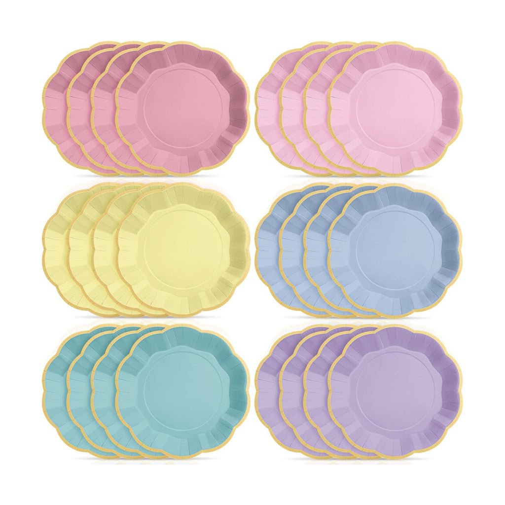 72 Pcs Pastel Paper Plates 9 Inch Disposable