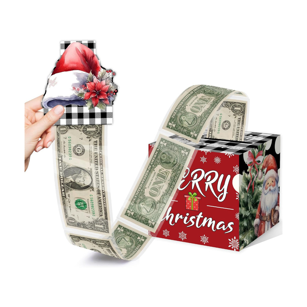 Christmas Santa Party Gifts, Merry Christmas Santa Cash Box, Christmas Money Gift Box with Xmas Hat Pull Out Card and Cash Holder, Xmas Money Gift Boxes for Boys Girls, Merry Christmas Party Decor