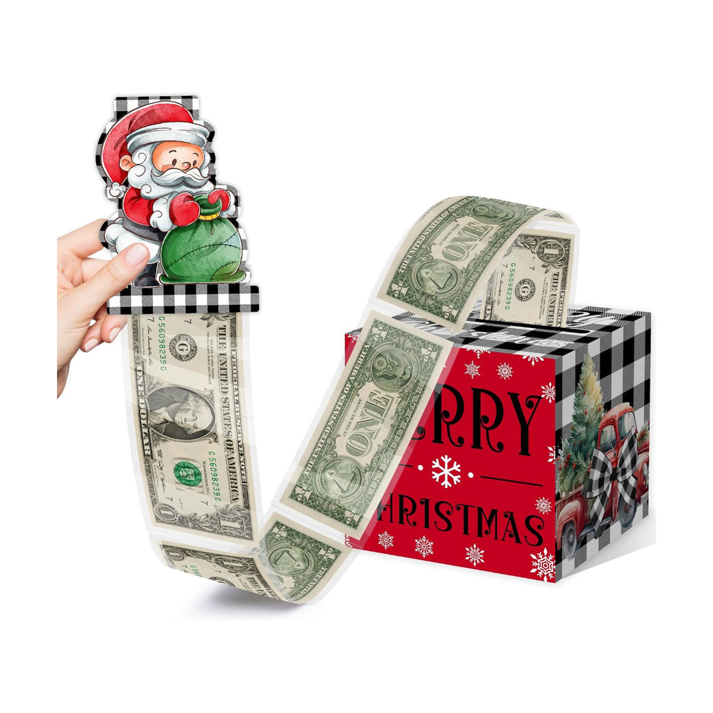 Merry Christmas Party Gifts, Xmas Party Decorations, Santa Money Box with Pull Out Card, Xmas Money Box, Santa Cash Pull Box Gifts for Boys & Girls