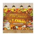 Give Thanks to The Lord Banner Backdrop 10x8FT Christian Thanksgiving Decorations Background Autumn Maple Leaves Pumpkins Religious Thanksgiving Harvest Party Supplies Wall Decor