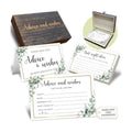 50 Pcs Advice and Wishes for the Mr and Mrs Cards in Box - Bridal Shower Guest Book - Perfect for Newlywed Games, Reception Decor, Engagement Parties & Anniversary Wishes(Greenery) -B09
