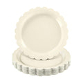 NatNarr 30 Pk Ivory Paper Plates 9" Disposable Scalloped Cream Beige Plates