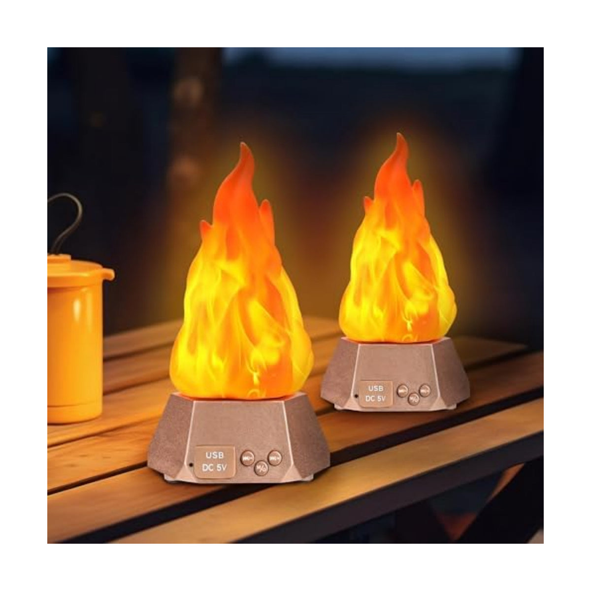 Toodour 2 Pack Outdoor Flame Lights with Bluetooth Speaker