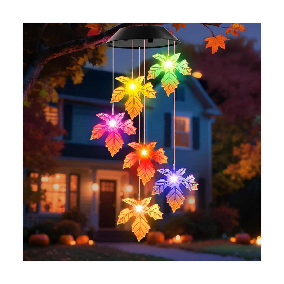 Winzwon Fall Decor Thanksgiving Decorations Solar Lights Wind Chimes