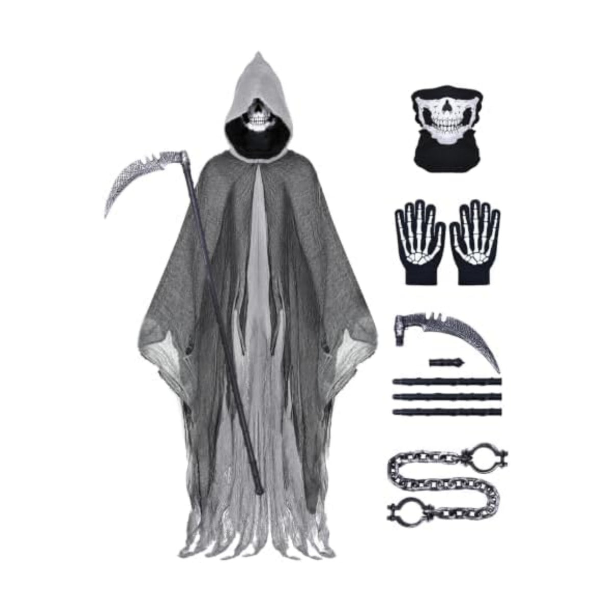Grim Reaper Costume, Halloween Hooded Cloak, Scary Halloween Cosplay Costumes for Adult