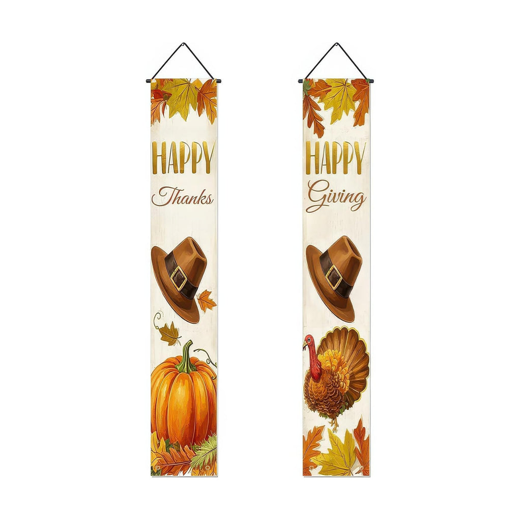 HOMETITUTE Happy Thanks Porch Banner Set 12 x 71 Inch 2 Pack