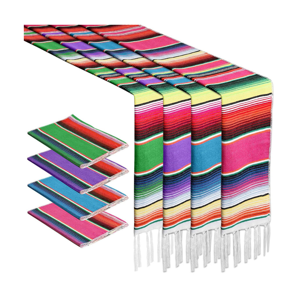 4PCS Mexican Table Runner 14x86in Colorful Day of the Dead Fiesta Decor