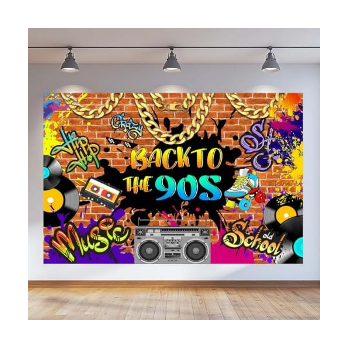 10x10FT 90s Party Decorations Backdrop Hip Hop Graffiti Retro Radio Fashion Brick Wall Photography Background Back to The 90s Themed Backdrop Banner Photo Shoot Props