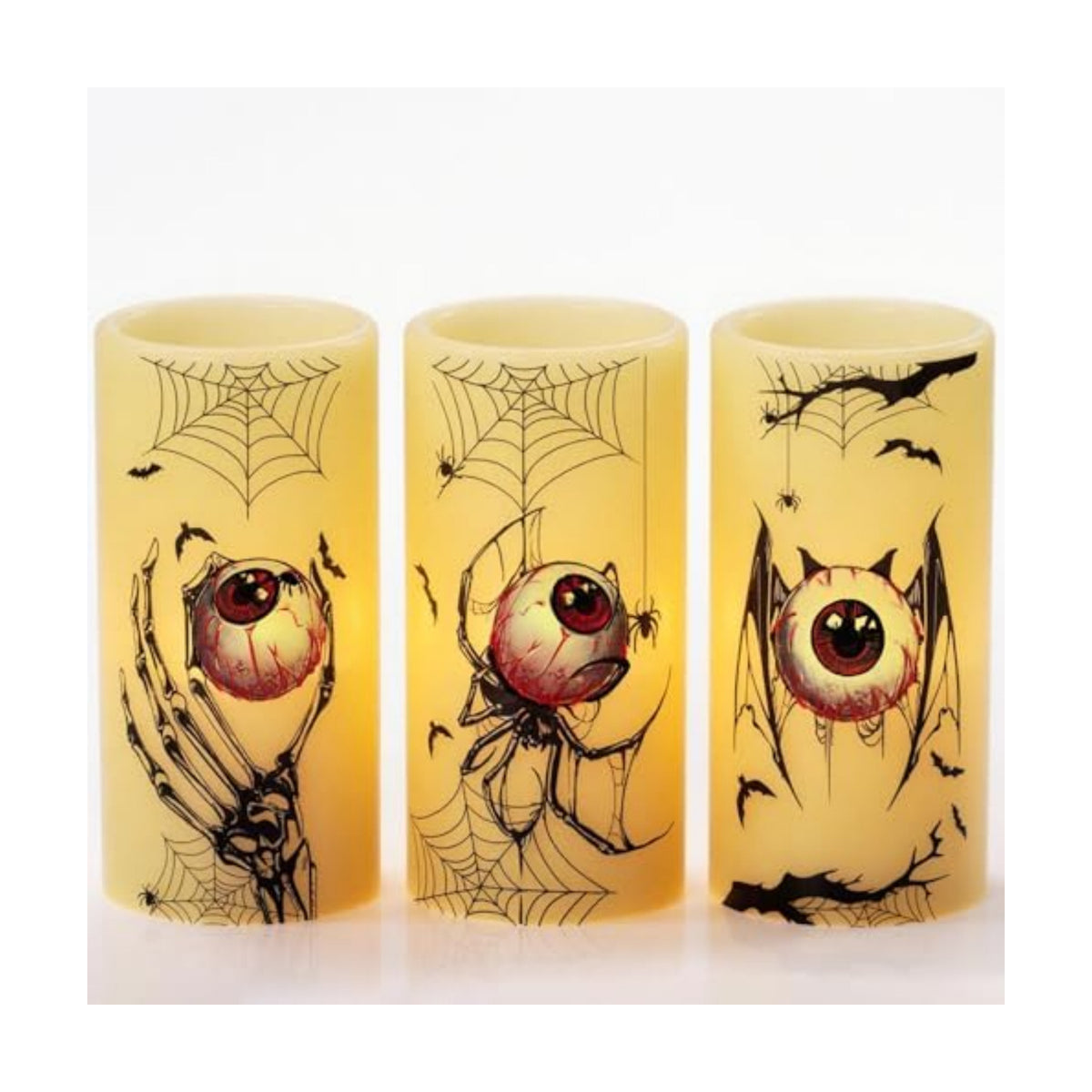 Eldnacele Cobweb Halloween Flameless Candles Battery Operated with 6H Timer