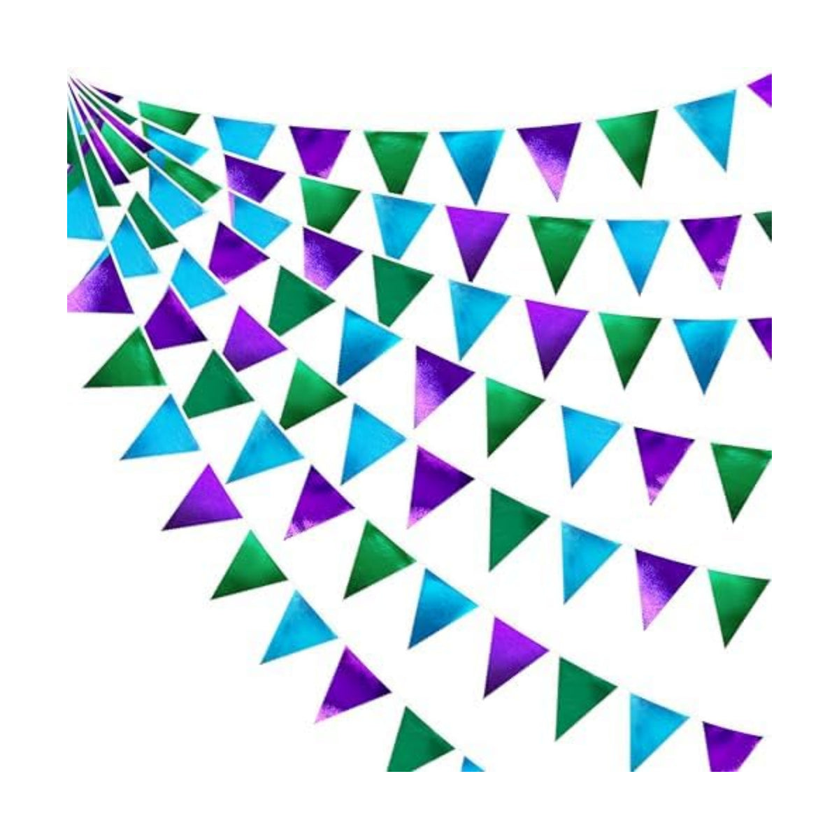 Blue Green Purple Party Decorations Metallic Fabric Triangle Pennant Banner Flag Bunting for Men Boys Video Game Theme Birthday Graduations Retirement Wedding Bachelor Baby Shower Party Supplies