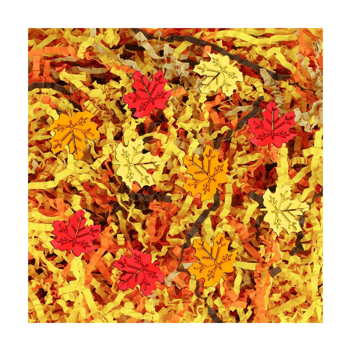 Jansun Fall Crinkle Paper Filler, Basket Stuffers with Maple Leaf Confetti