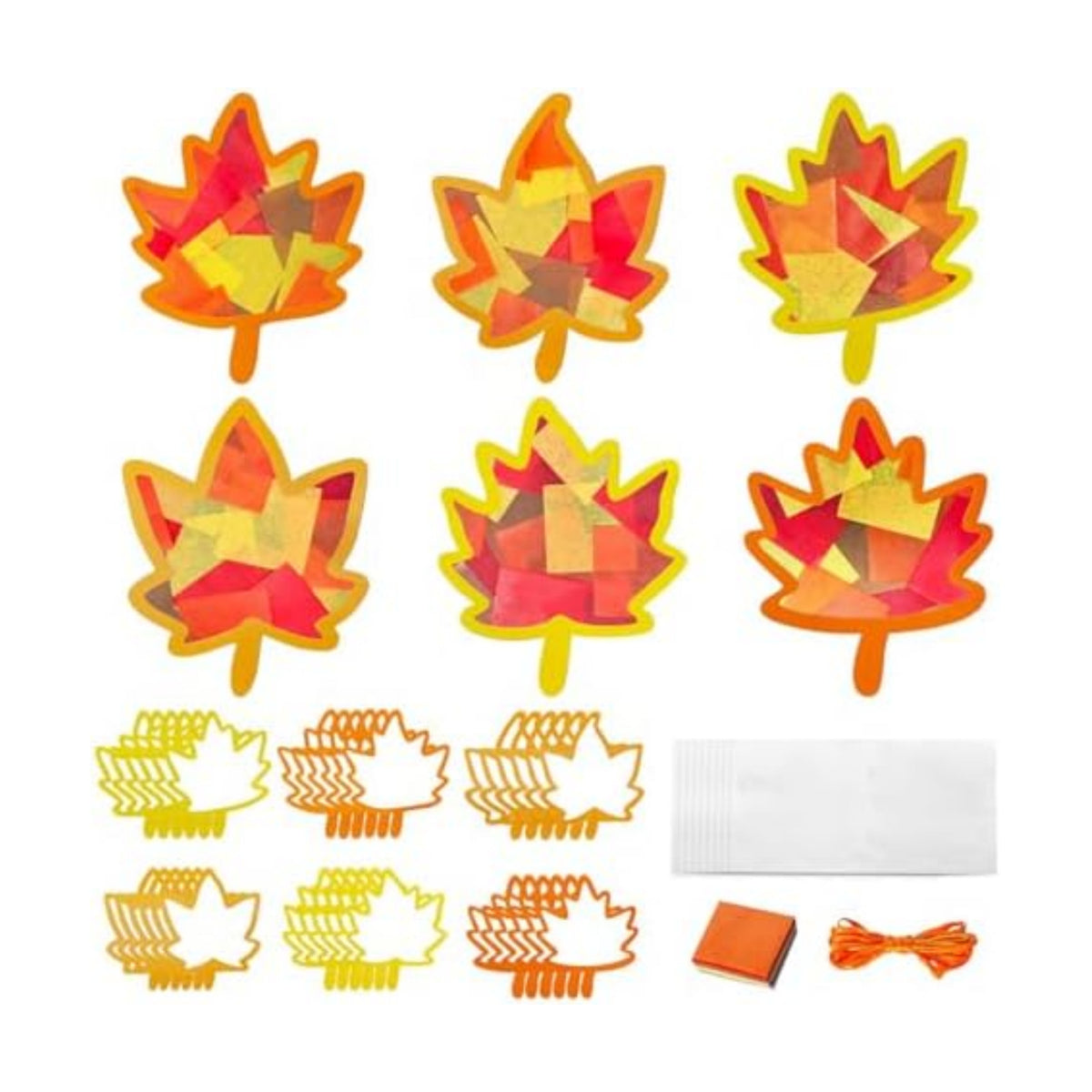 JOINCCI Fall Maple Leaves Craft Kit-36PCS Thanksgiving Crafts with Pre-Cut Stickers,Tissue Papers,Fall Crafts Supplies for Back to School Harvest Thanksgiving Religious Christian Fun Actives