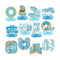 Chiisong 12 Pcs Donut Sprinkle Honeycomb Centerpieces for Boy Donut Baby Shower Decorations Blue Sprinkled Love Centerpiece Doughnut Table Decorations for Baby Shower Welcome Boy Newborn Photo Props