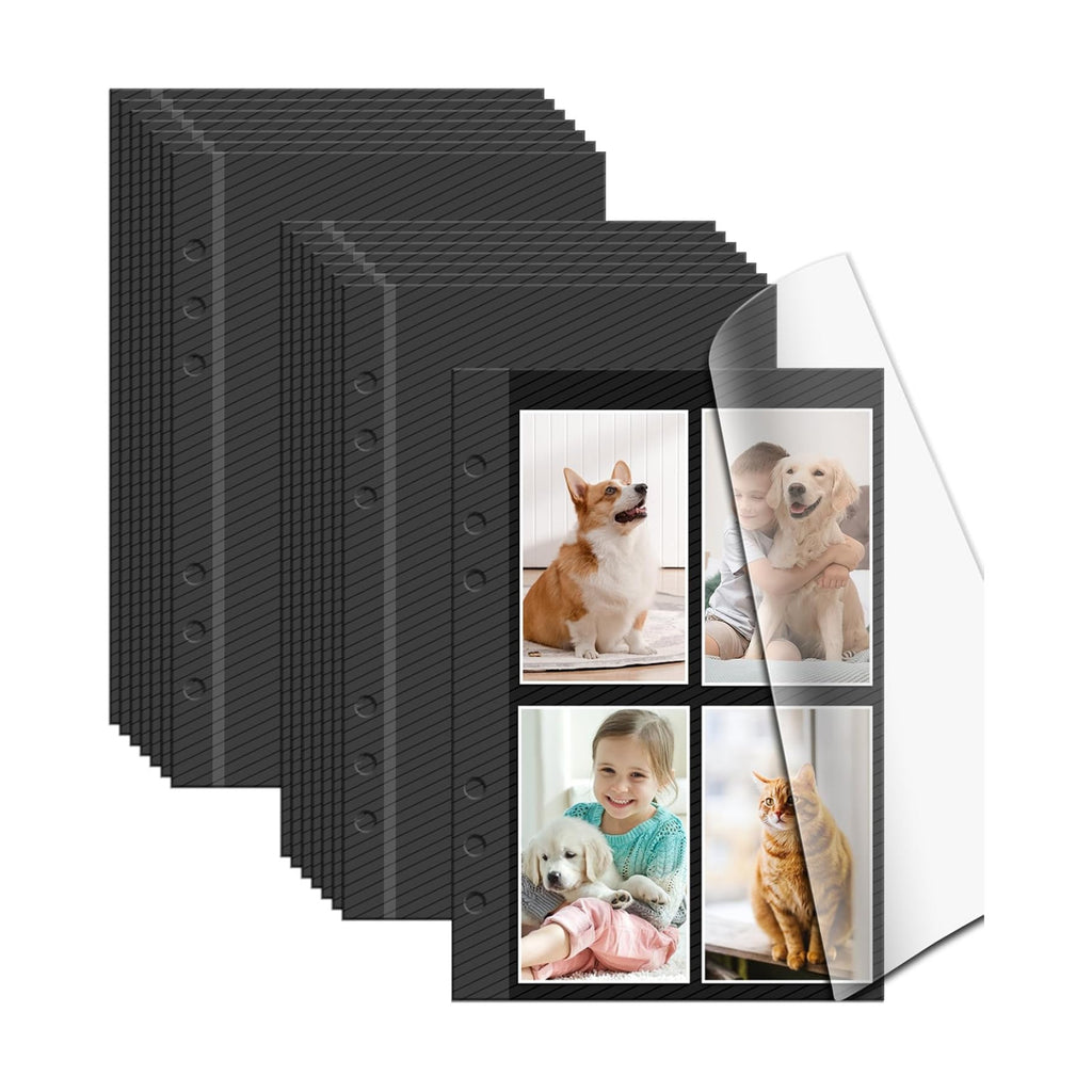 Photo Album Pages Refill for 6 Ring Binder, 15 Sheets/30 Self-Adhesive Page