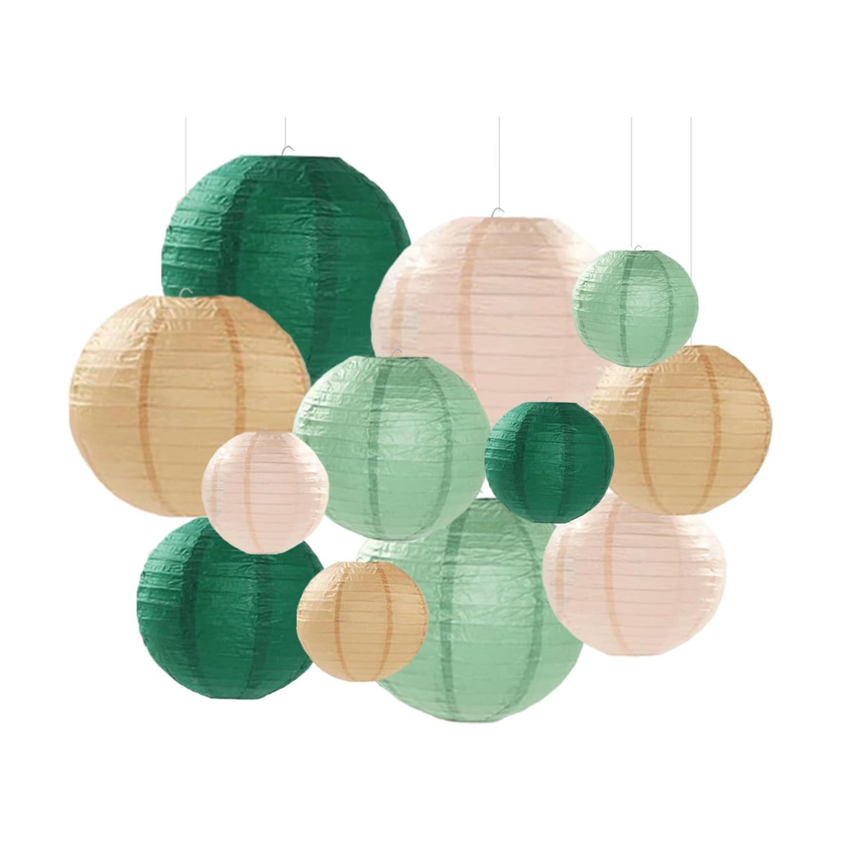 Sage Green Paper Lanterns Decorative 12pcs Party Hanging Decorations for Rustic Party Bridal Shower Wedding Baby Shower Graduation Anniversary Neutral Room Decor