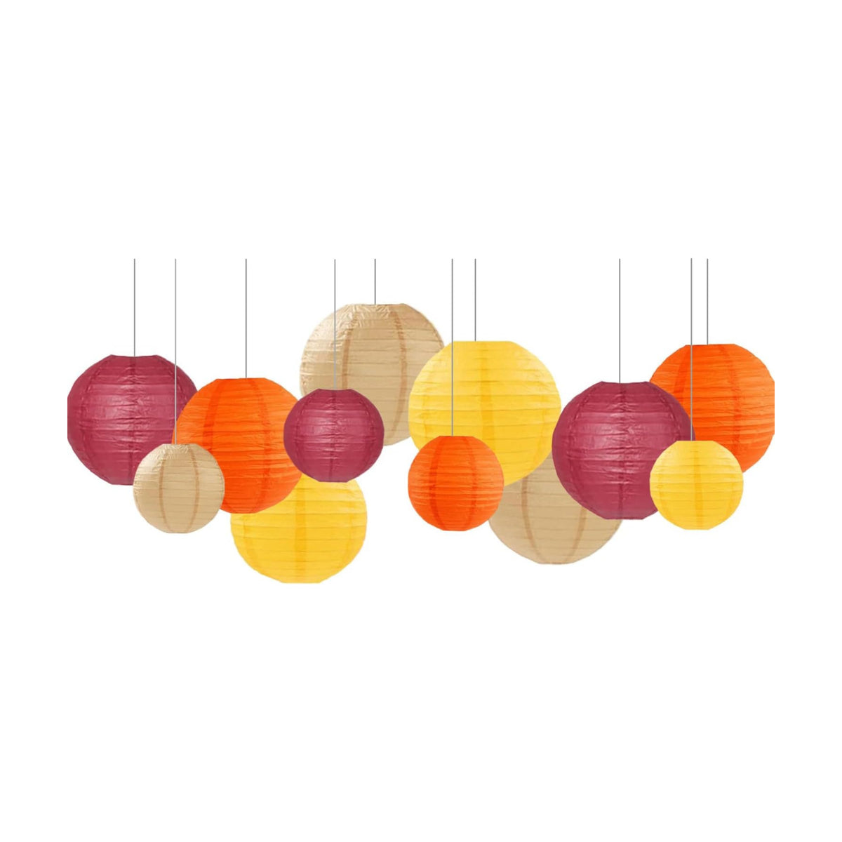 Burgundy Maroon Wine Paper Lanterns Decorative 12pcs Party Hanging Decorations for Rustic Fall Party Bridal Shower Wedding Baby Shower Graduation Anniversary Room Decor
