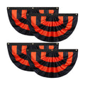 Newwiee 4 Pcs 4 x 2 ft Halloween Flag Bunting Half Fan Hanging Pleated Flag Banner with 3 Grommets for Halloween Indoor Outdoor House Holiday Yard Decorations Party Props, Black Orange