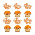 Ercadio 24Pcs Glitter Orange Spooky One Cupcake Topper Ghost Pumpkin Cupcake Picks for Spooky Theme Baby Shower Boys Girls First Halloween Birthday Cupcake Cake Decoration Supplies