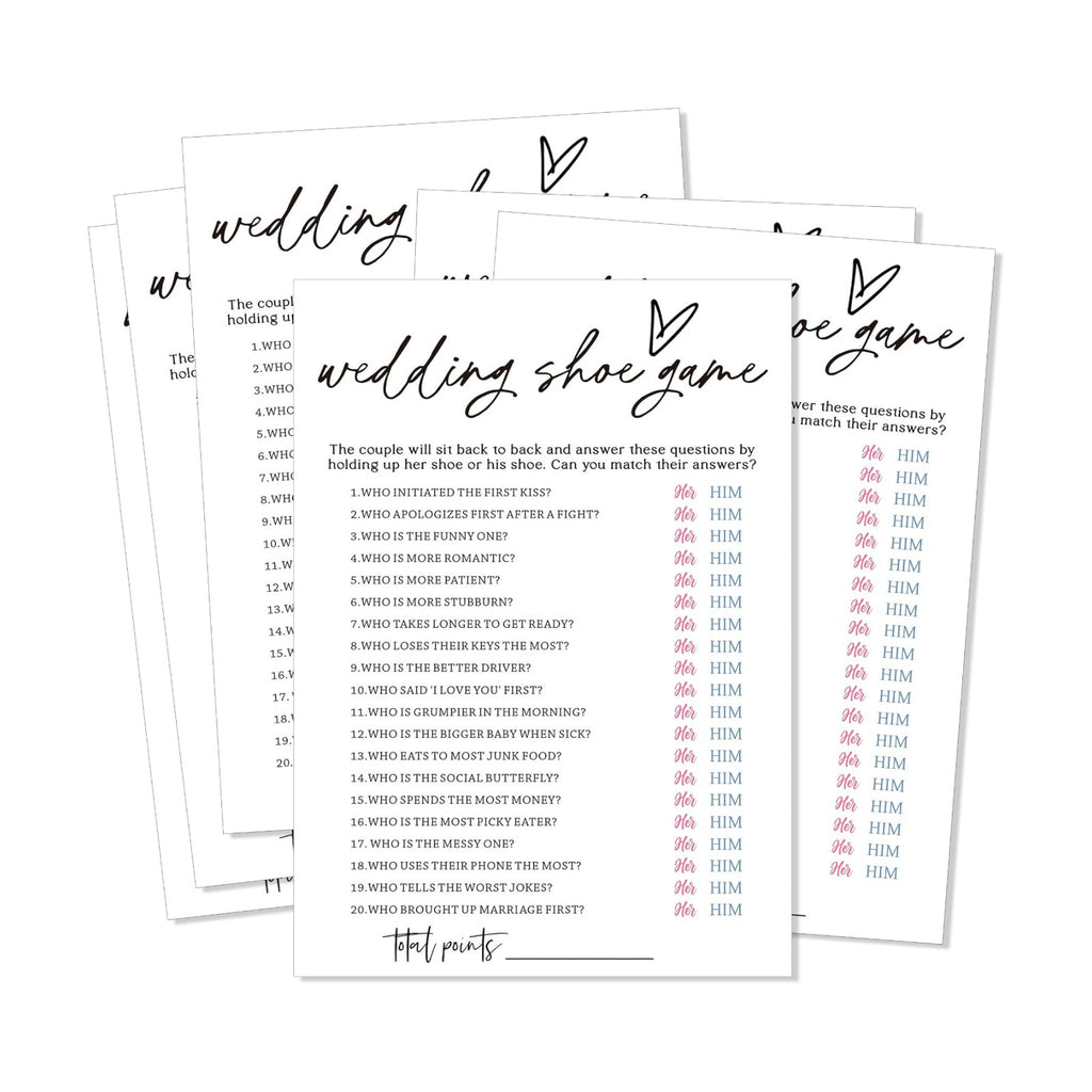Fun Wedding Games Set - 25 Bridal Shower Games Cards, Engaging Bridal Party Entertainment for Wedding Shower, Engagement Party & Reception Fun a Must-Have for Minimalist Newlywed Game - A06