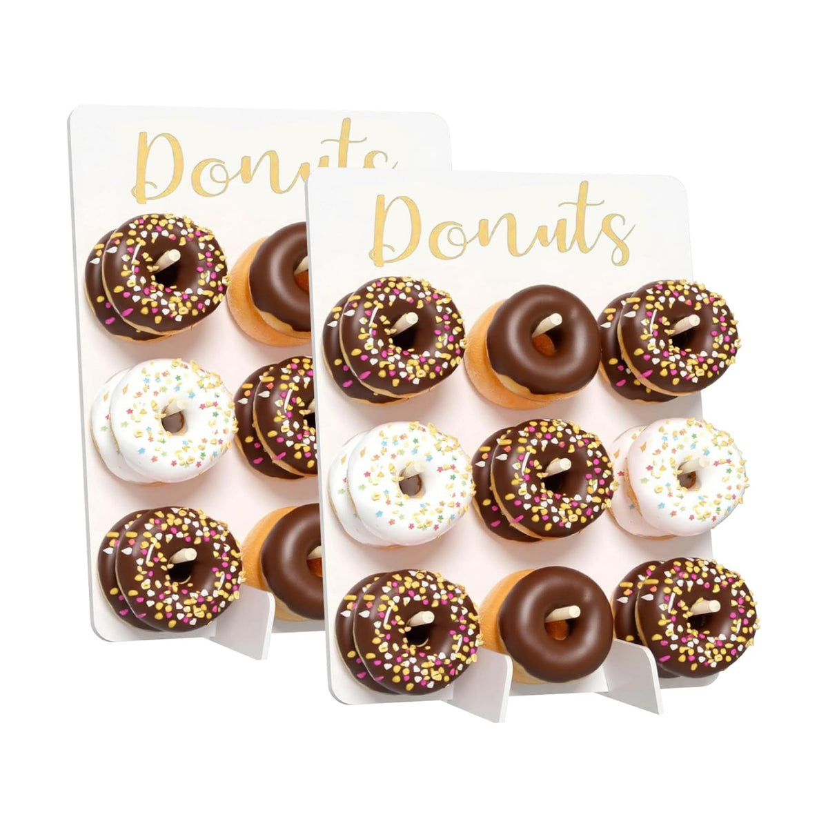 TourKing 2PCS Donut Wall Display Stand,Wooden Donut Wall Stand Wedding Party Decoration Display Board Can Accommodate 18 Donuts, Reusable, Durable