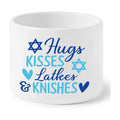 Candy Dish Cauldron, Hanukkah Mini Ceramic Candies Bowl Tiered Tray Decor, Snack Serving Bowl Table Wishes Accents for Themed Party Home Kitchen Events Gifts (Hugs Kisses Latkes Knishes)