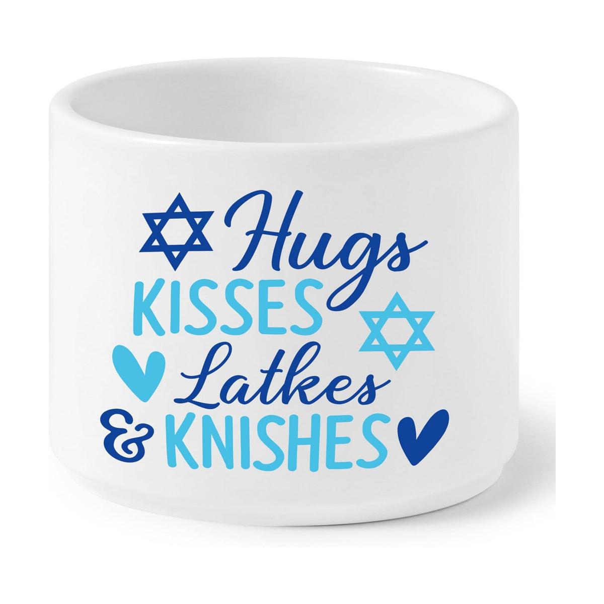 Candy Dish Cauldron, Hanukkah Mini Ceramic Candies Bowl Tiered Tray Decor, Snack Serving Bowl Table Wishes Accents for Themed Party Home Kitchen Events Gifts (Hugs Kisses Latkes Knishes)