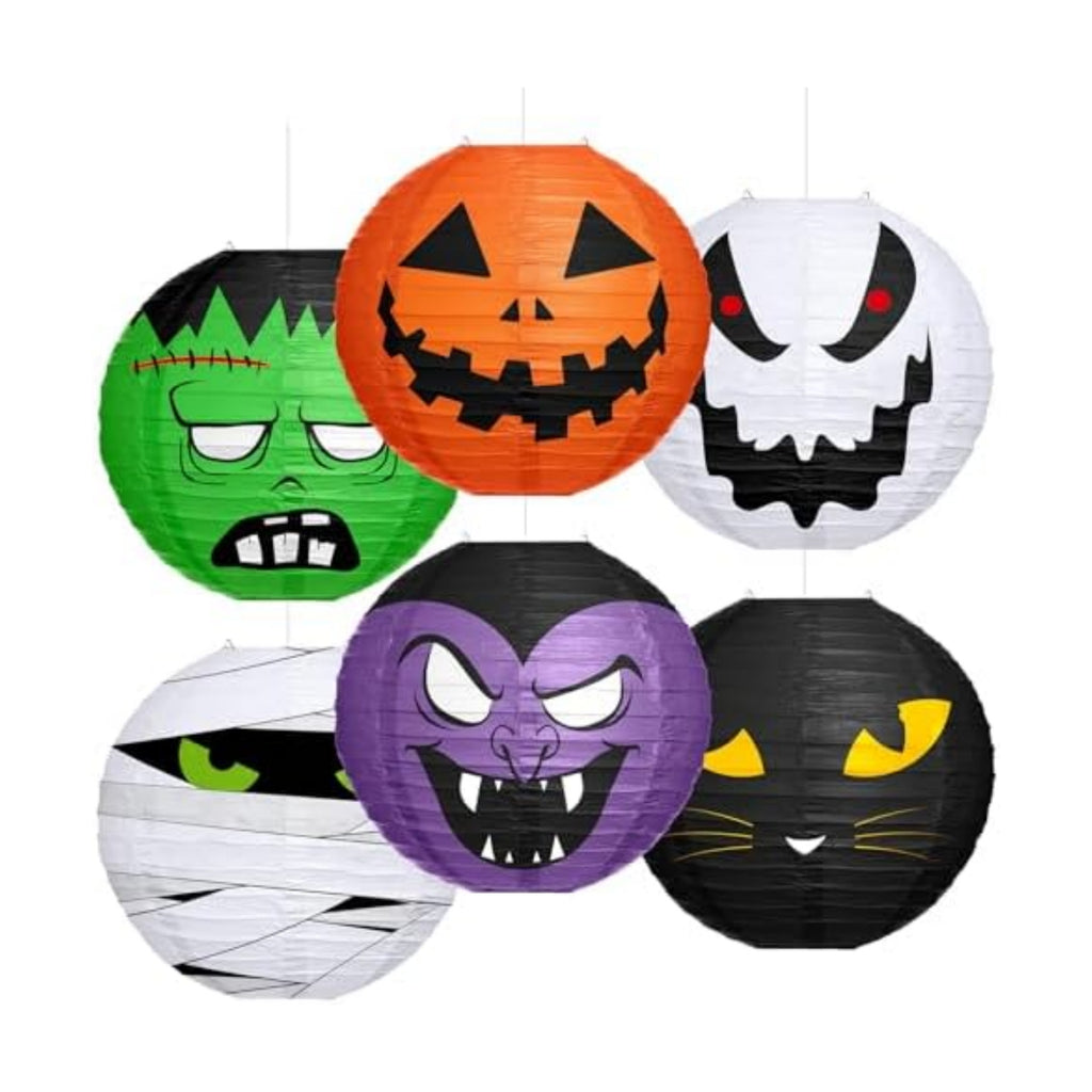 VIHOSE 6 Pcs Halloween Hanging Decorations Paper Lanterns, Jack-o-Bat Lanterns with Tassels Halloween Lantern Decorative for Indoor Outdoor Party Trick-or-Treat Event Supplies