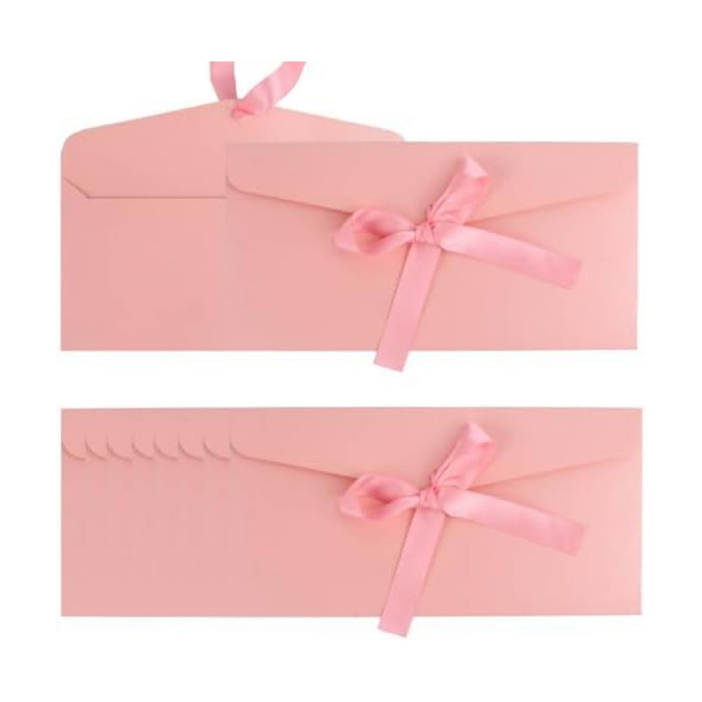 20 Pack Pearlescent Pink Money Envelopes with Ribbon: Cute Envelopes for Wedding Birthday Festival Party Invitations Cards and letters